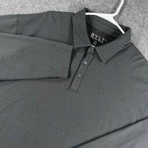 BYLT Polo Shirt Mens XXL 2XL Black Lux Long Sleeve Premium Basics Casual